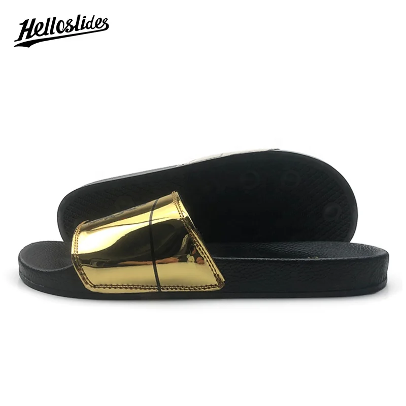 Helloslides Wholesale Cheap Plain Customized Design Print Slipper Custom Logo Man Pu Slide Sandals Blank Sublimation Slides