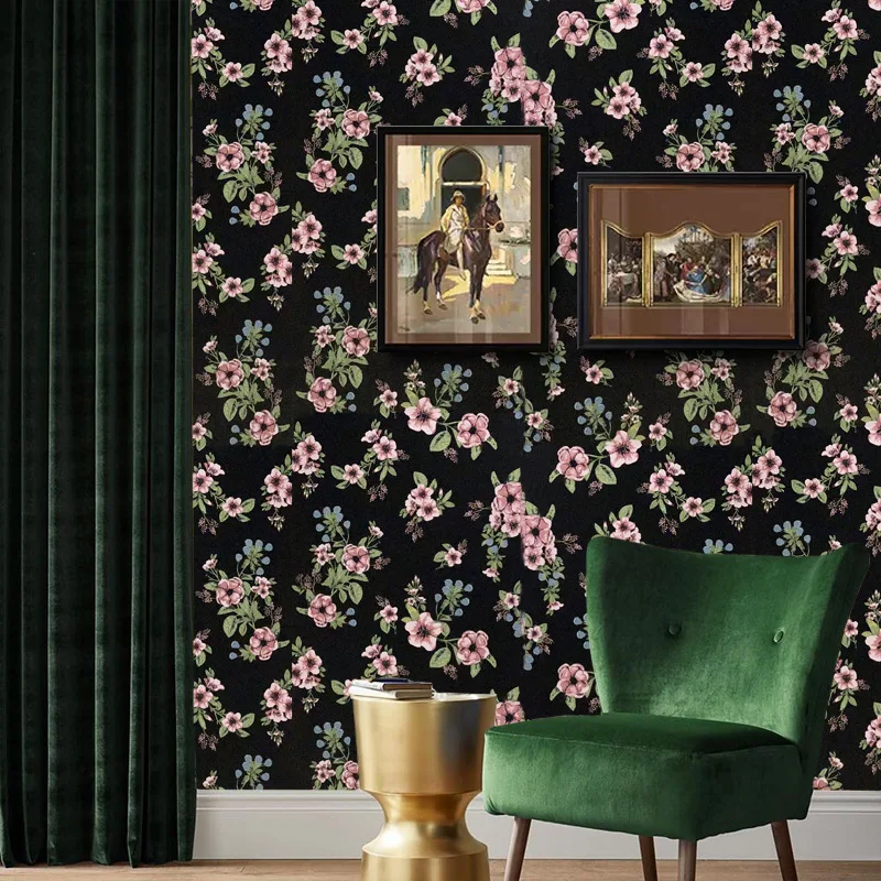 Modern Blue Flower Pvc Self-Adhesive Background Wallpaper Vintage Floral Peel And Stick Wallpapers For Living Room Luxury