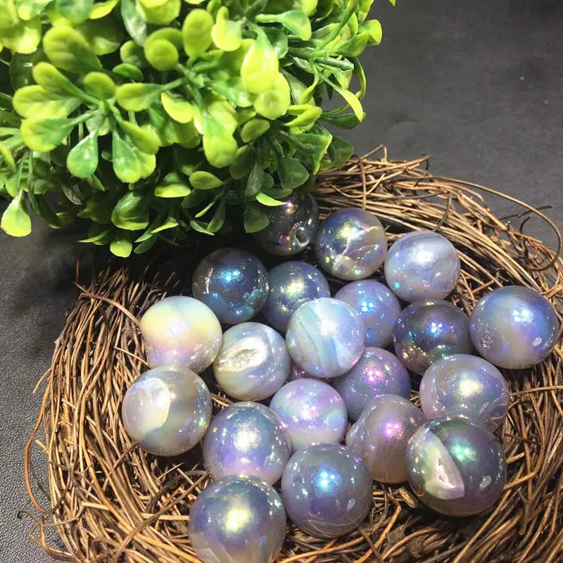 wholesale natural electroplating aura quartz crystal small sphere crystal ball crystal craft for gifts