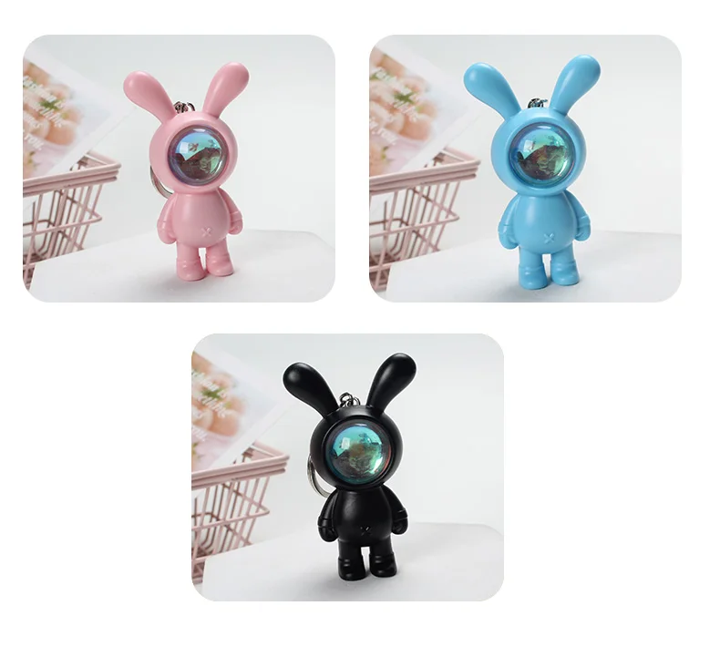 2023 new mini rabbit doll sunset atmosphere light keychain