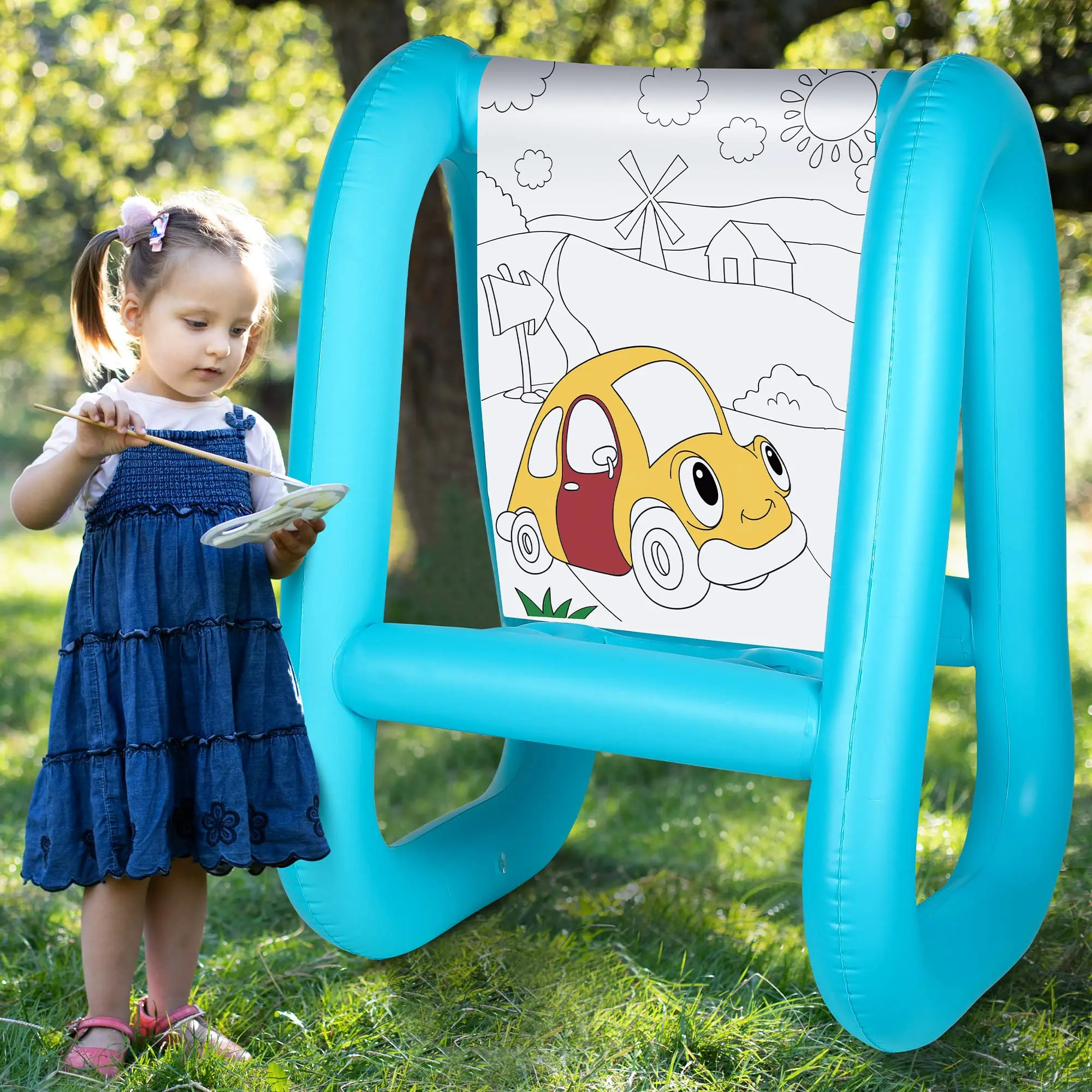 Inflatable Giant Easel with Built-in Tray, Painting and Games Backyard Outdoor Art - Easy Clean Surface Inflatable Easel