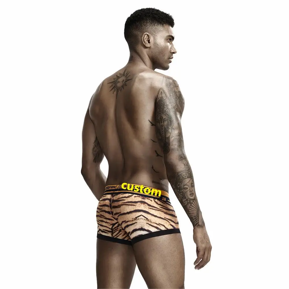 New sexy striped boxers mid-waist seamless side seam comfortable breathable U-shaped bag custom color logo