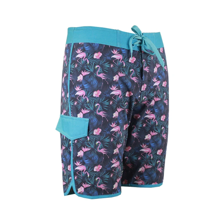 Pocket Board Shorts Print Mid OEM Service 4 Way Stretch Fabric Casual Hot Sale Custom Design Quick Dry Waterproof Drawstring