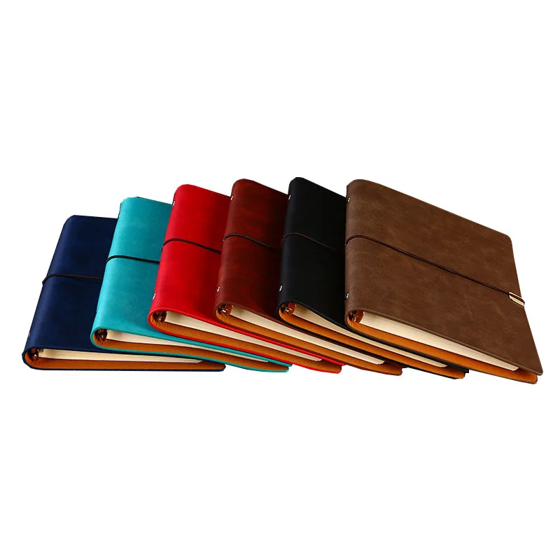 Retro travel Pu A5 Notebook Creative Student Soft Leather PU Cover Business Loose Leaf Lined Binding Design Notepad