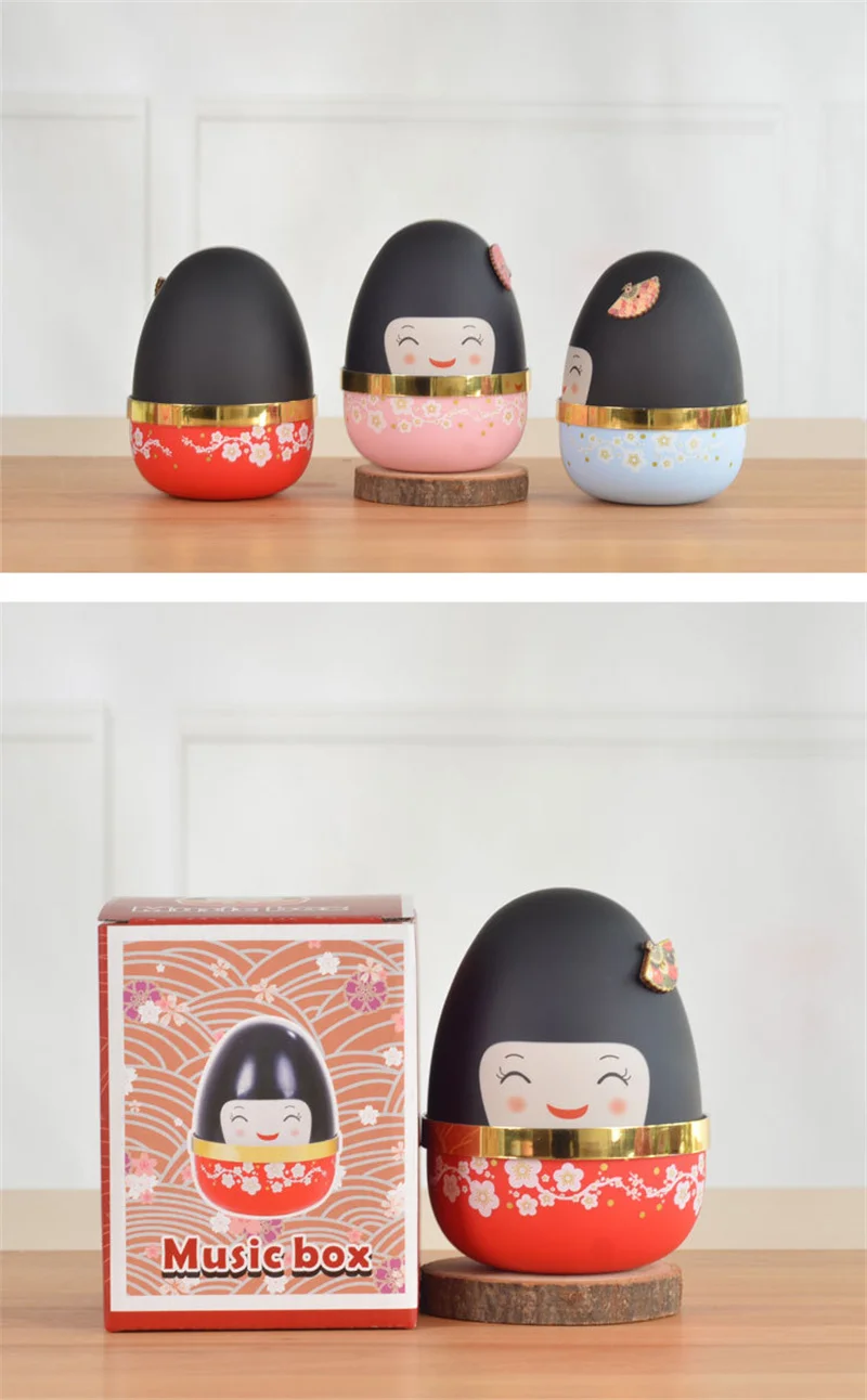 The New Japanese Hefeng Home Decoration Japanese Doll  Wooden Toy Gift Items Music Box