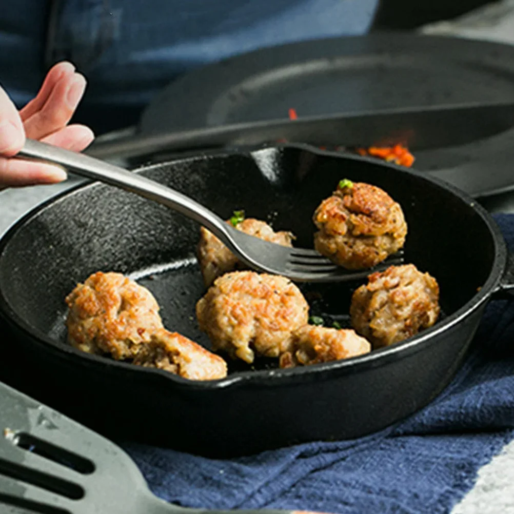 14-26cm Cast Iron Cookware frying pan skillet Cooking steak plate cast iron grill pan sizzling hot plate with wooden base