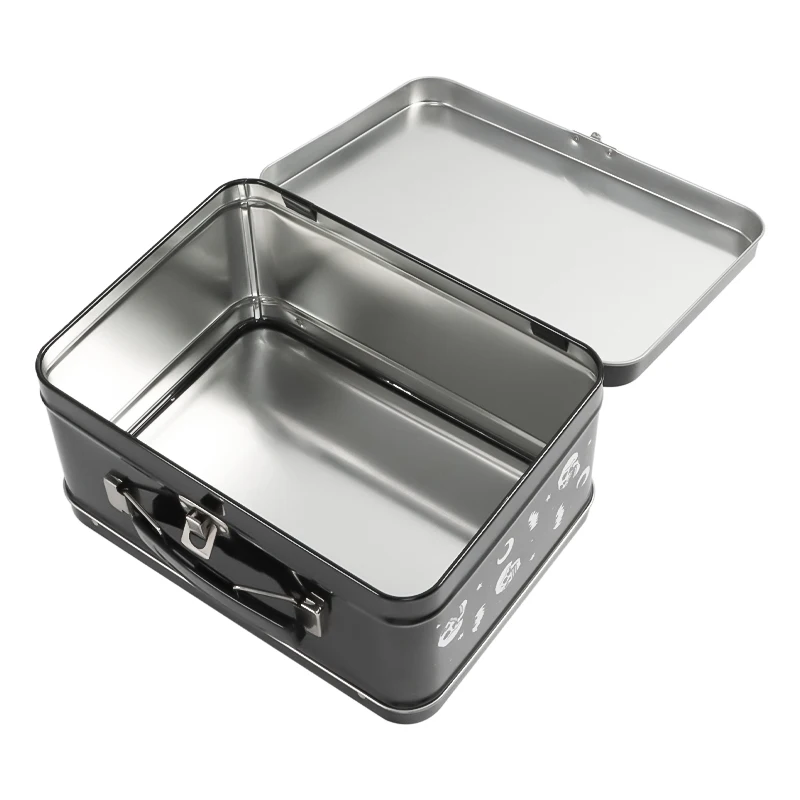 Recyclable Customized rectangular empty black metal mini tin box lids wholesale from China tin box factory with factory price