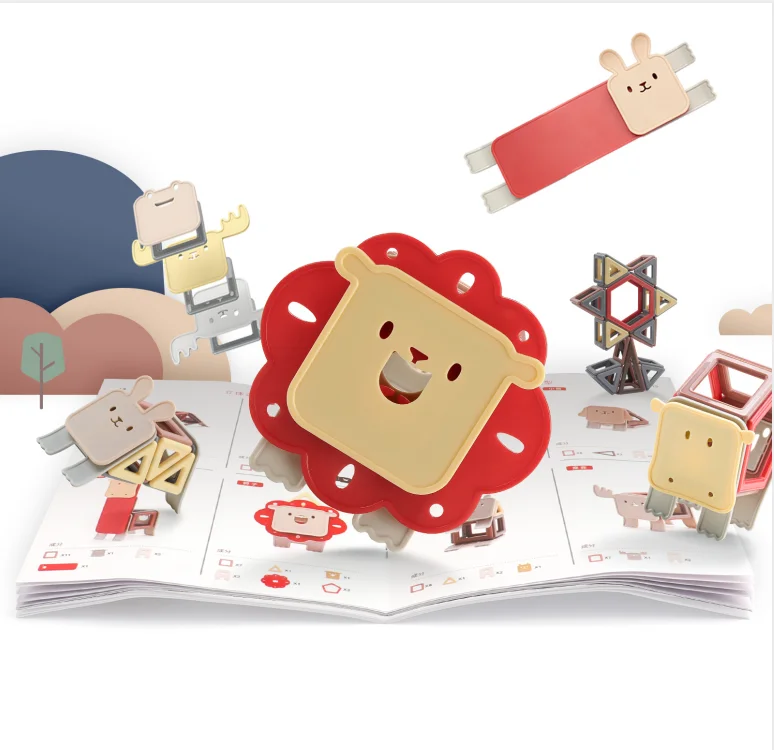 Amy&Benton 139pcs STEM animal magnetic block magnet building block tiles toys