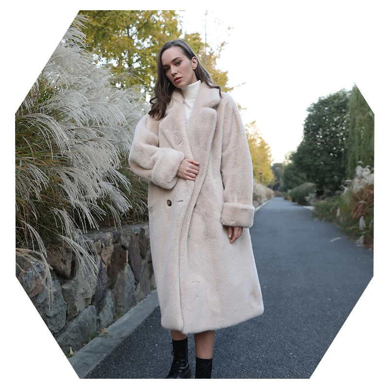 Janefur Fashion Lady Furry Short Winter Overcoat Long Sleeve Winter  Jackets Women Faux Fur Outerwear