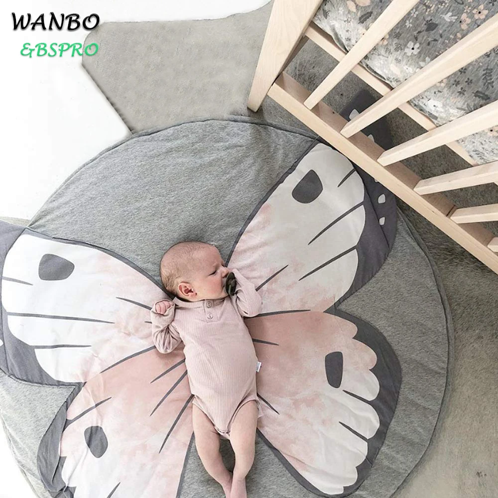 
BSPRO #CCM0405 cuntom printing butterfly polyester soft floor baby play mat 