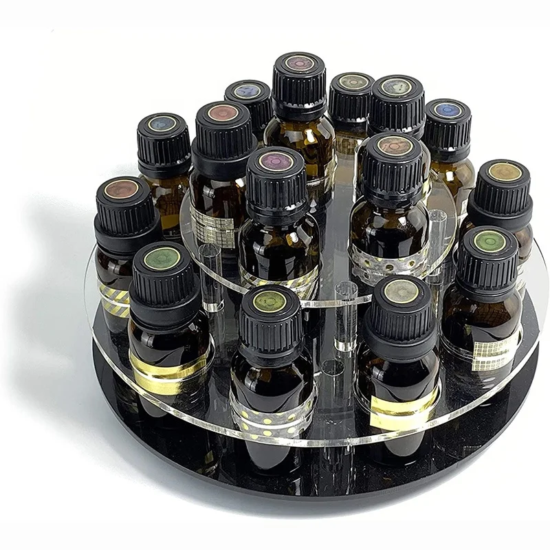 2021 Hot Sale Round Rotating Perfume Essential Oil Acrylic Bottle Display Stand