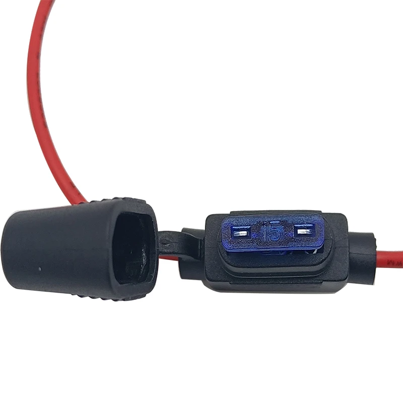 15 A Waterproof Fuse Holder, 16AWG ATO Blade Fuse Holder In-Line with a Cap, Standard Plug Socket with 6pcs Medium Blade Fuse