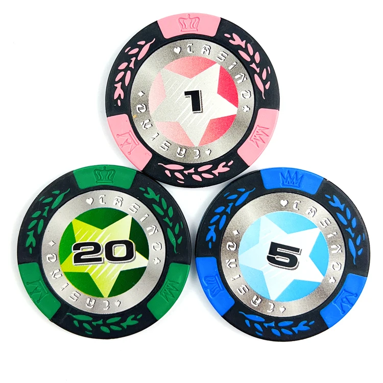Discount Supplies Bulk Wholesale Personalize Logo Clay Small Denomination Poker Chips With Two Sides Printing Sticker