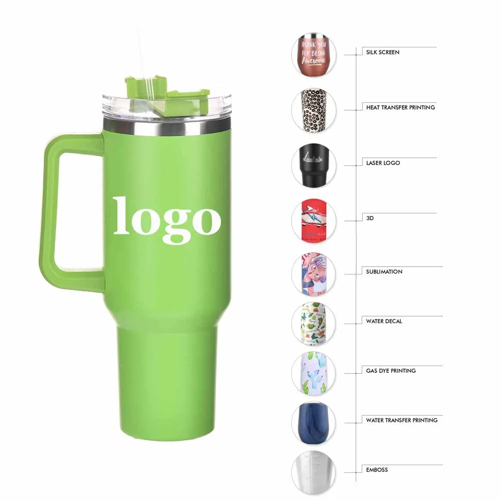 Изготовленная на заказ позолоченная медь 40 унций Двойная Изолированная Термокружка Из Нержавеющей Стали oz тумблер с ручкой соломенная