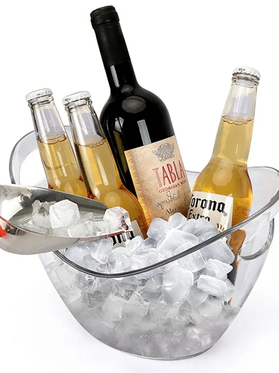Spot transparent ingot plastic small ingot champagne bucket 4 L double layer ice bucket foreign wine ice grain bucket