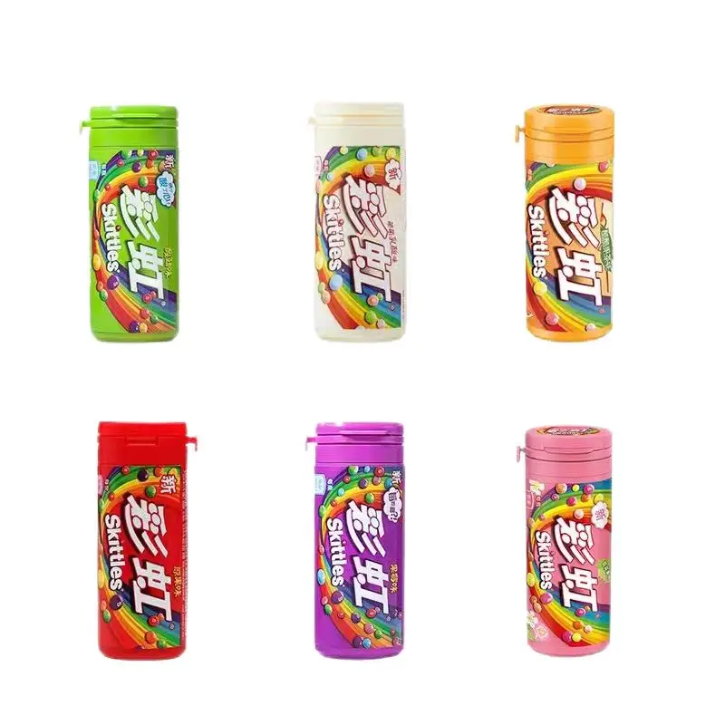 Hot Selling Fruity Sweet 30g Exotic Snacks Candy Toys Multicolor Mixed Fruit Flavor Skittless Glueless Chocolate Fruit Candies