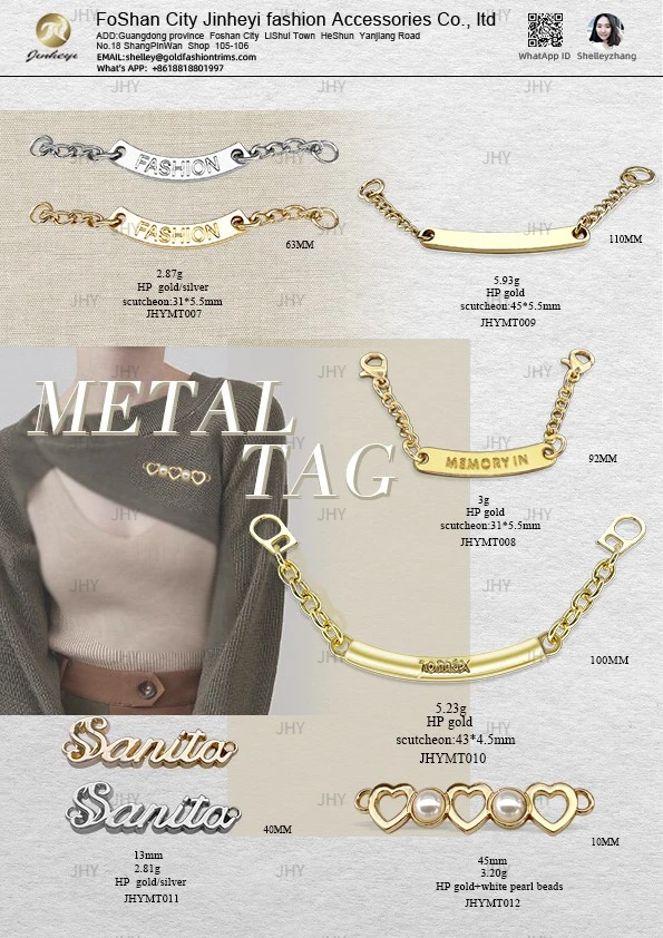 Wholesale Garment Accessories Custom Tag Label Metal Sewing  Coat Engraved Brand Tag Label For Clothing