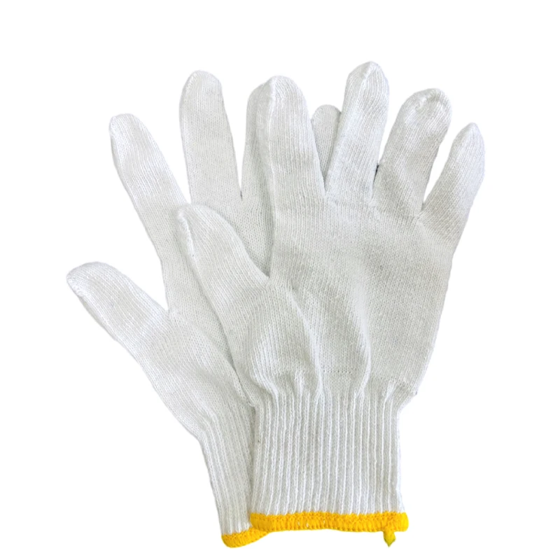 en388 40g 35g bleached white polyester cotton yarn knit breathable work knitted labour safety hand glove