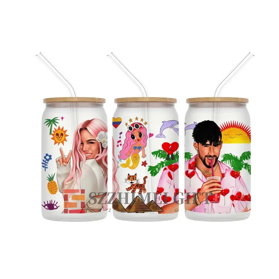 custom wholesale red rose 16oz uv dtf cup film wrap transfers mugs tumbler sticker for glass libbey cups