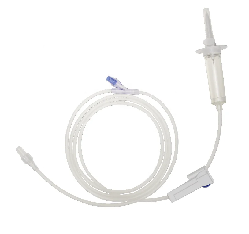 Disposable medical infusion set  ,infusion giving set ,IV administration set with needle free Y connector