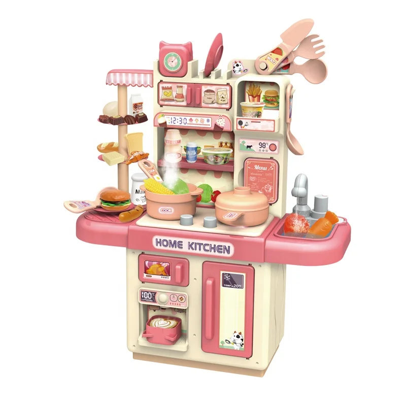 Accessories Play Set Kids Pretend Sinks Simulation Spray Kitchen Toy 34pcs Set OEM Light Spray Kitchen Counter