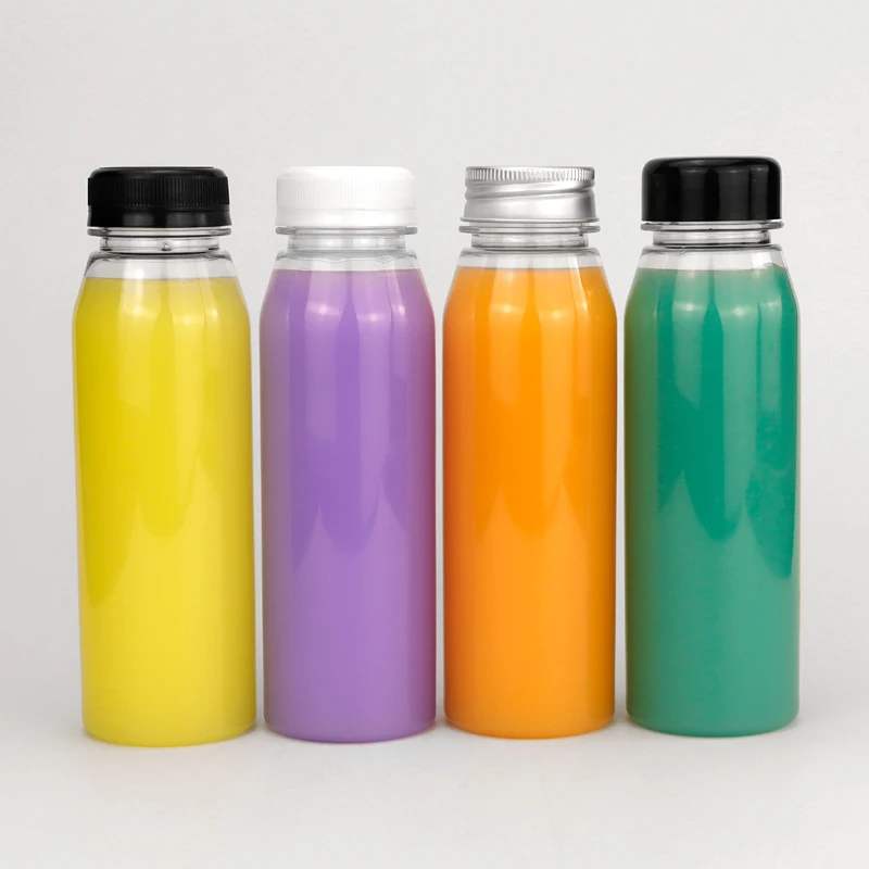 Custom 120ml 200ml 12oz 8oz 4oz Flat Clear Square Shape Plastic PET Juice Drinking Bottle With Cap