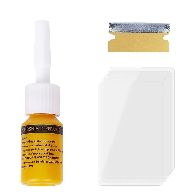 Windshield Repair Kit Crack for Chips and Cracks With Curing Lamp Towel Gloves