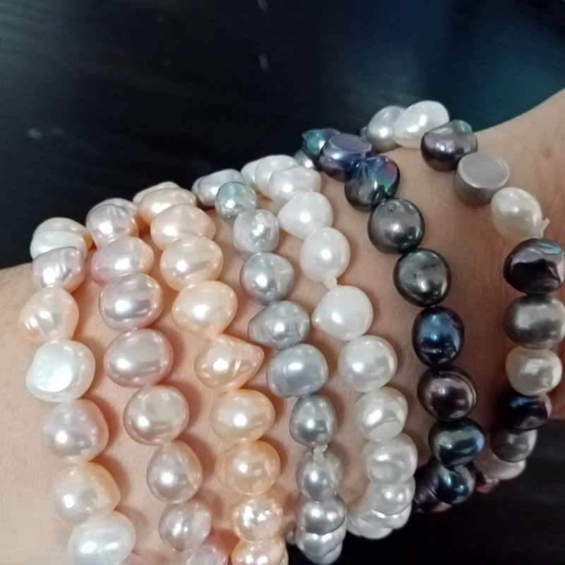 
New Fashion white pink black grey multi color AA real natural freshwater baroque pearl bracelet for sale 