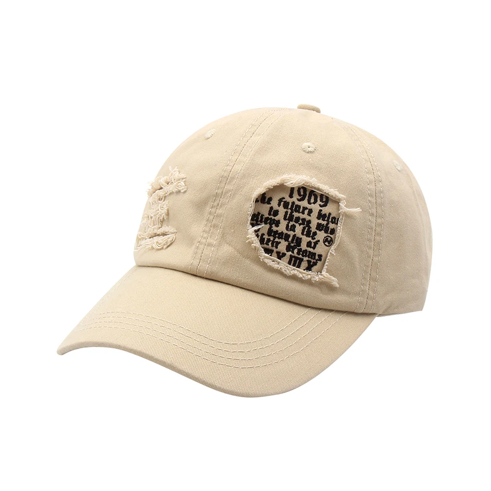 Professional Production Wash Hole Denim Faded Hat Washed Hole Embroidery Hat