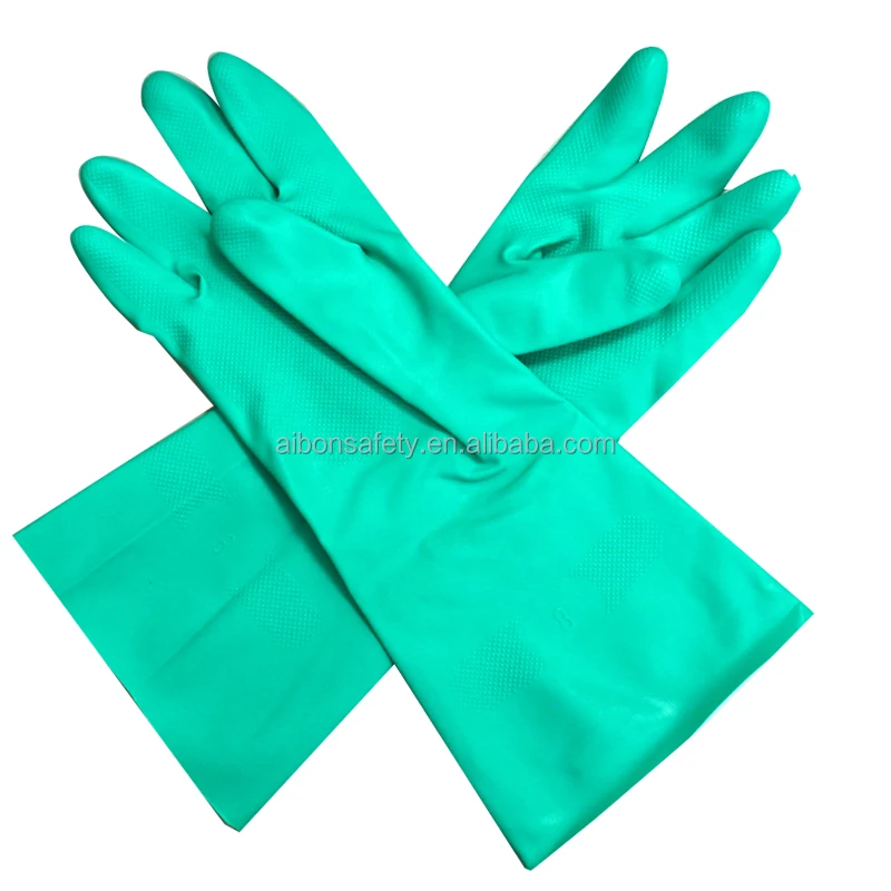 Heavy Duty Green Industrial Work Good Protection Against Wide Nitrile Wide Range Gloves
