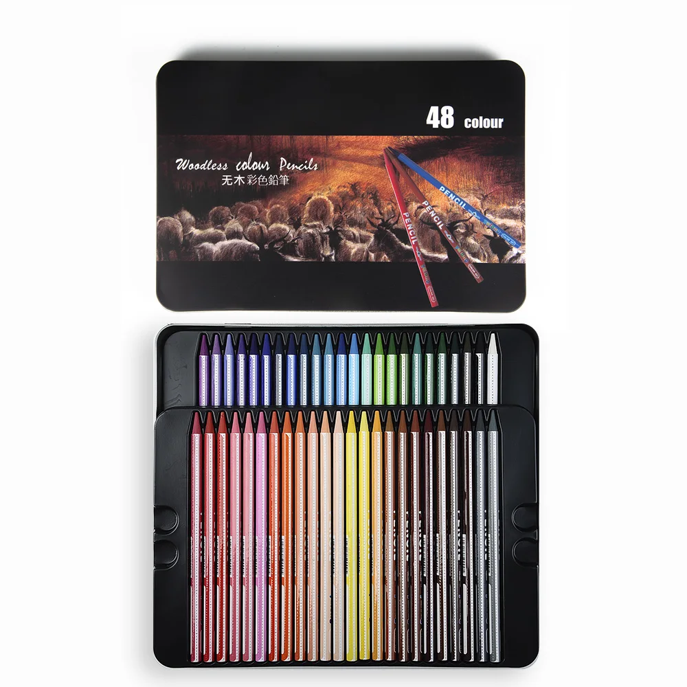 high quality oil based woodless colored pencils with water brush