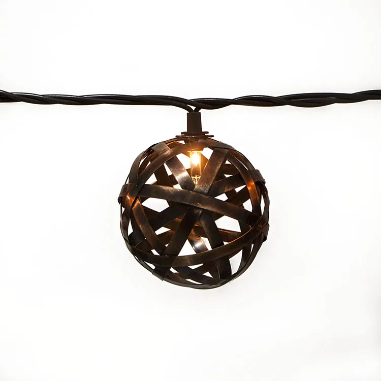 Warm White LED Waterproof Crazy Wave Solar Metal Ball String Light Outdoor