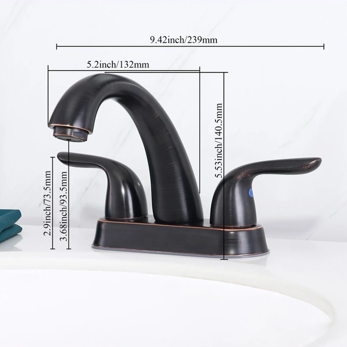 Smart 4-Inch Centerset Lavatory Basin Faucet Classic Contemporary Design 3 Holes Polished Surface Double Handle Mixer Tap