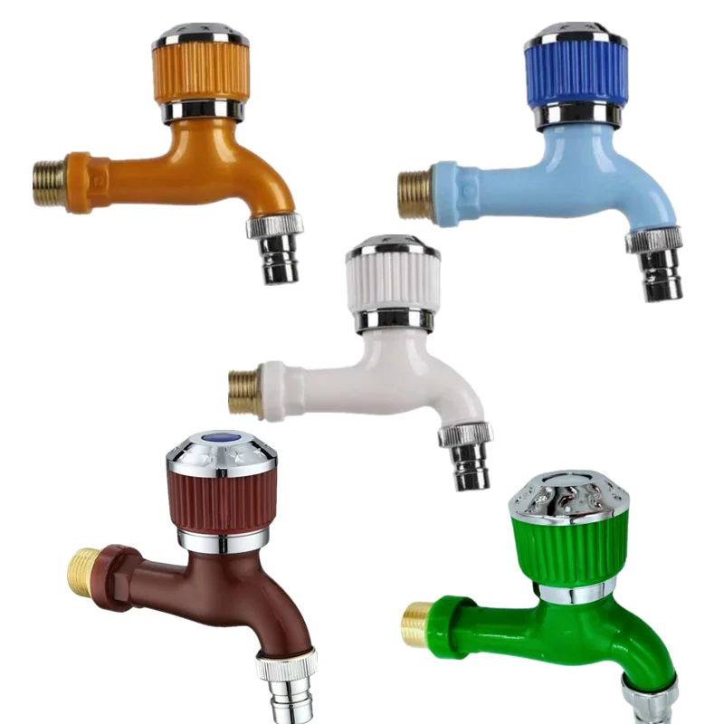 Plastic PP ABS faucet cold water faucet quick opening Blue  brown yellow  white green faucet