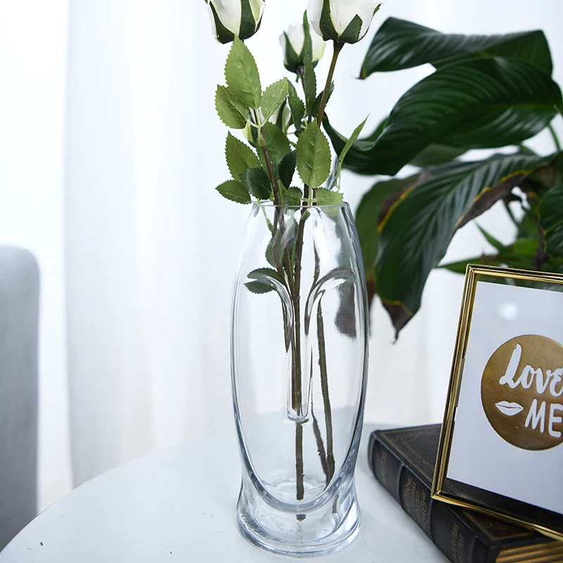 Aspire hot sale transparent flower glass vase person face glass vase for household
