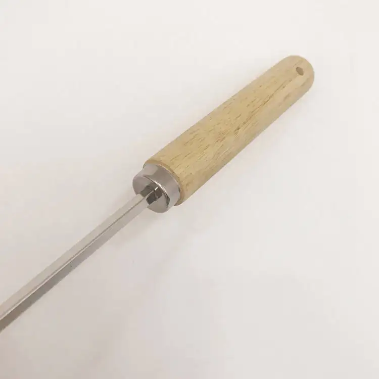 Sharp Point Square Super Stainless Steel Skewer with Wooden Handle for BBQ or Cleaning Kitchen Tool for Camping Packed in Box