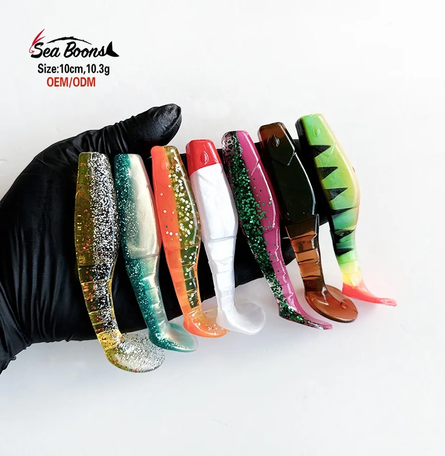 Wholesale Bulk Factory Price 10cm  T Tail Soft Fishing  8 Colors Soft Bait Lures Pvc Swim Bait Fishing Lures