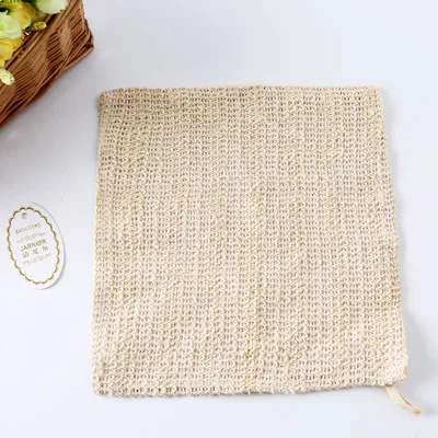 100% Organic Natural Sisal Exfoliating Skin Linen Hemp Cotton Cleaning Washcloth Handkerchief Bath Sisal Wash Cloth