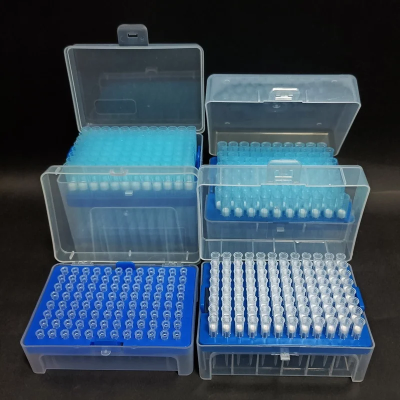 Laboratory lab Dnase Rnase Free  Plastic Sterile 96 well racked  low retention pipette tips 10ul