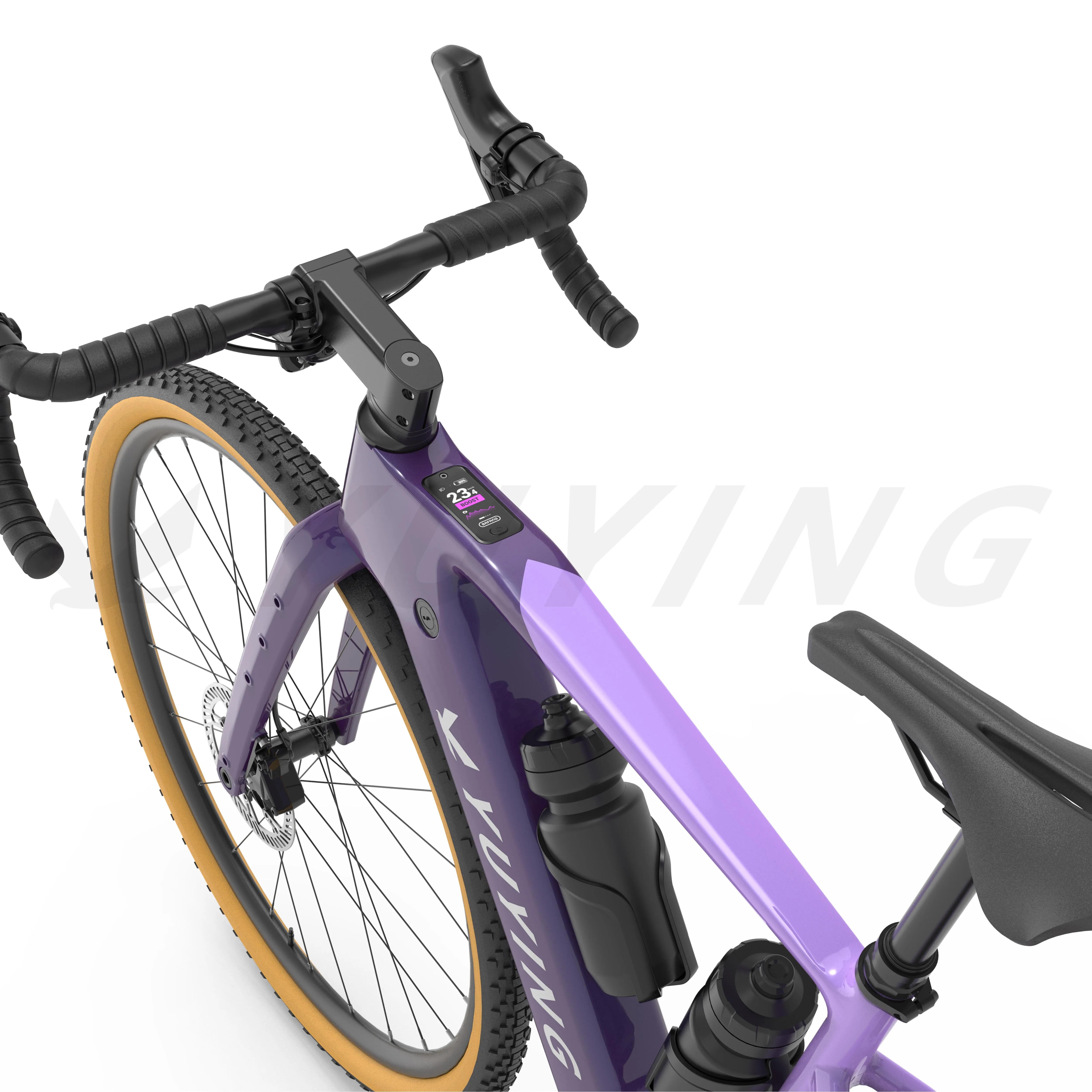 Egravel carbon frame Electric-Assist 12speed udh 36V 250W MID drive gravel ebike eu light