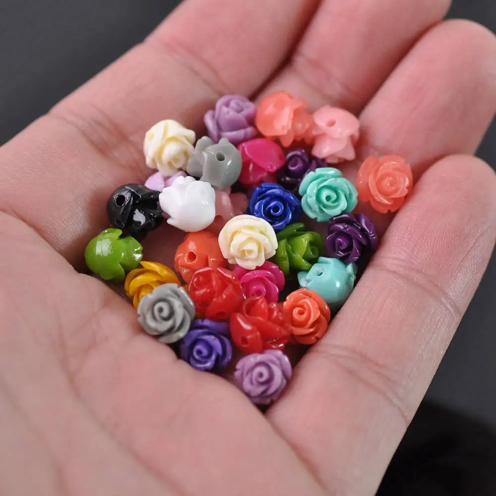 30pcs Flower Shape 8mm Artificial Coral Loose Spacer Beads Wholesale Lot for DIY Crafts Jewelry Making Findings