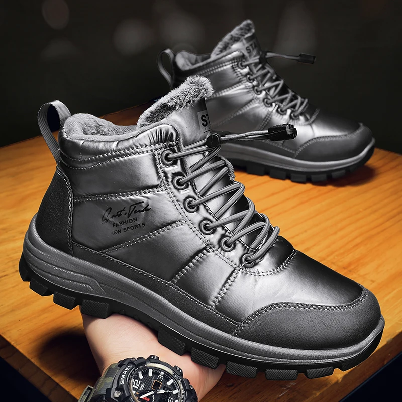 Men Winter Plush Warm Fashion Boots for Men Waterproof Mesh Shoes Snow Boots Unisex Wholesale Industrial Work boots