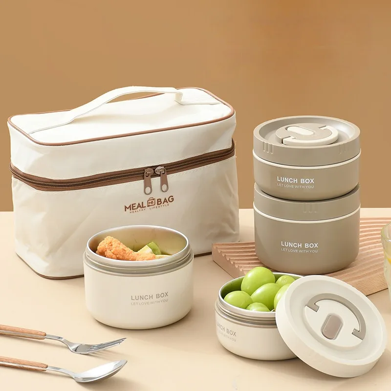 LXM103 Stainless Steel Sealed Insulated Lunch Box Students Portable Easy To Clean Lunch Box Set