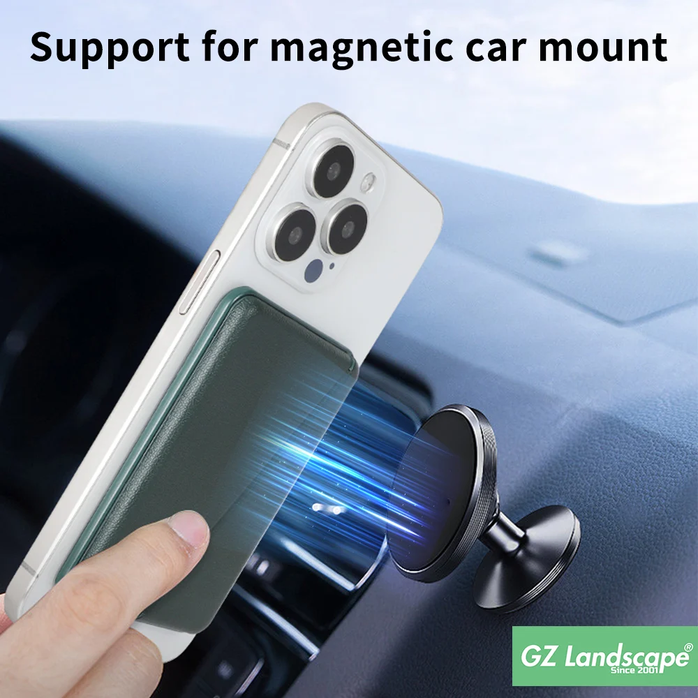 Hidden leather magnetic cell phone wallet mobile phone card holder with stand