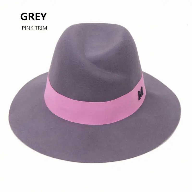 
Wholesale Cheap Winter Female Wool Felt Big Wide Brim Special Crown Shape Fedora Hat 