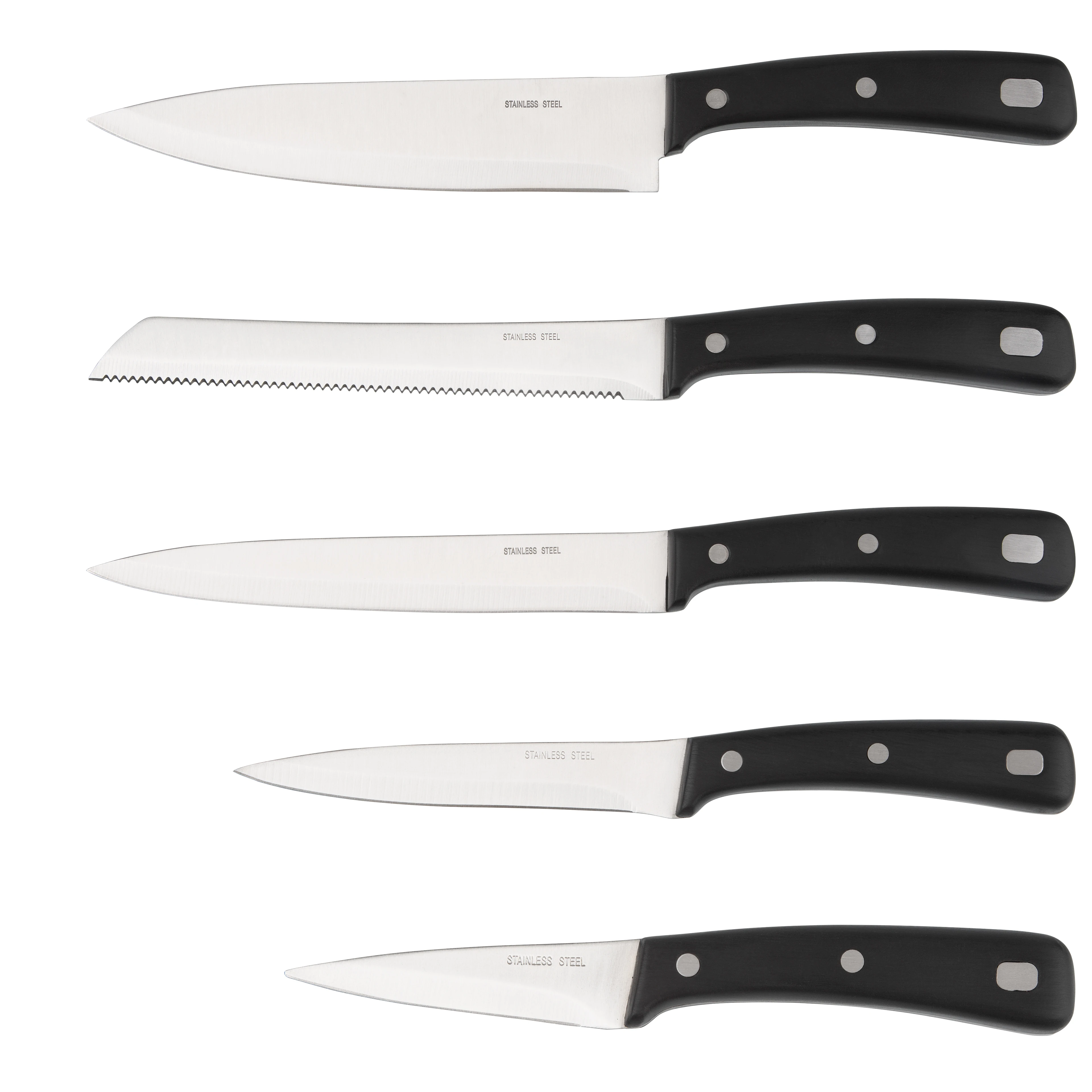 5 PCS Super Sharp Stainless Steel Kitchen Knife Set Modern Design with Plastic Handle for Cutting and Cooking