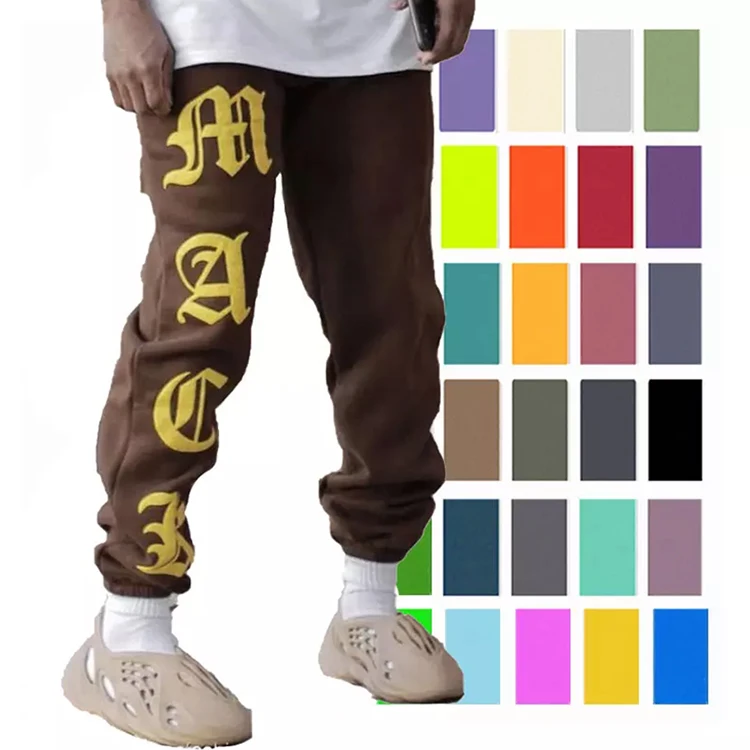 Custom Logo 3d Puff Print Sweat Pants Hip Hop Streetwear Pants Factory Cotton Fleece Jogger Sweatpants