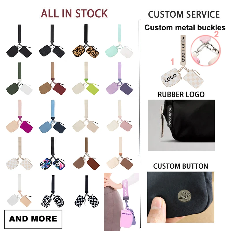 Dual Pouch Zip Around Wallet For Women Portable Purse Mini Coin Pocket Wristlet Portable Key Chain With Coin Bag