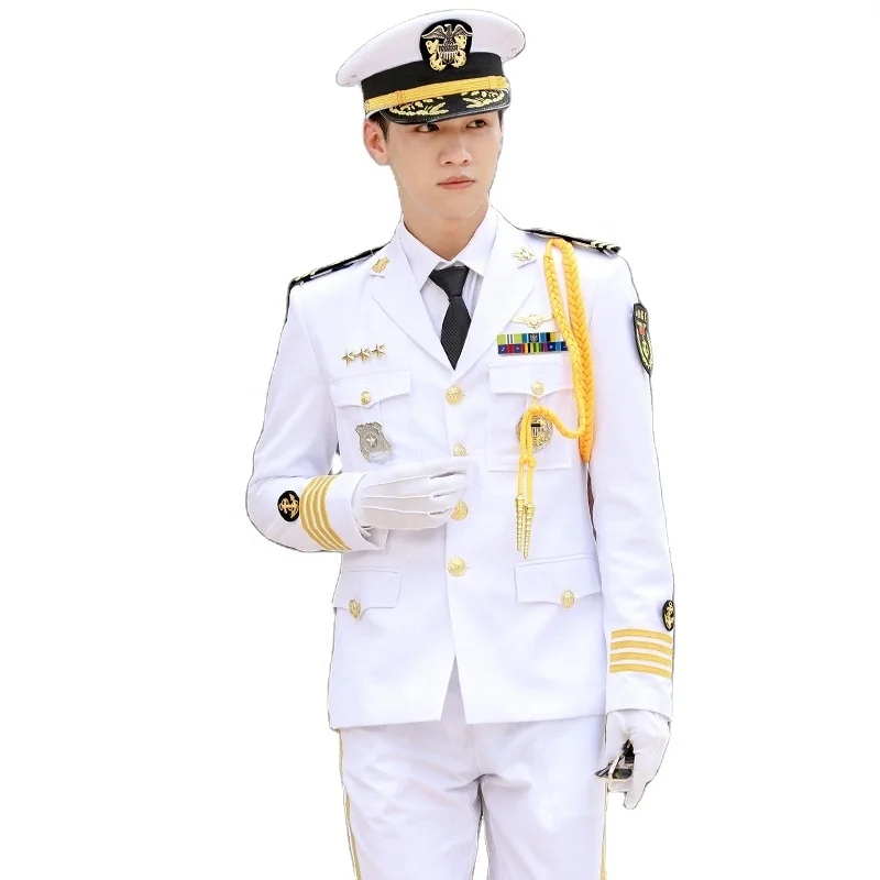 Merchant New Commander Officer Dress White Officer Uniform Set