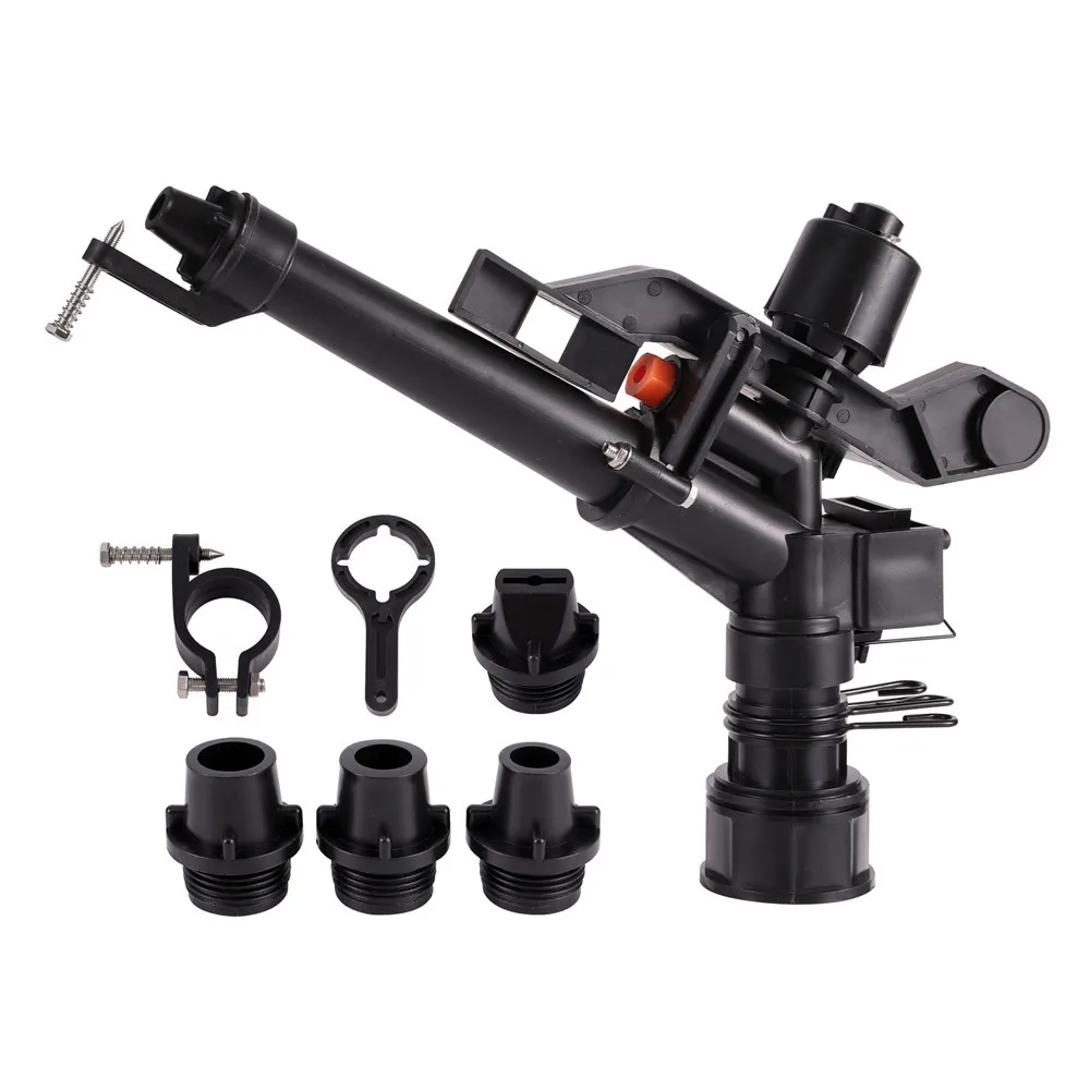 Plastic 1.5 Inch Female Thread Impact Sprinkler 360 degree Adjustable Spray Water Farmland Lawn Irrigation Rain Gun